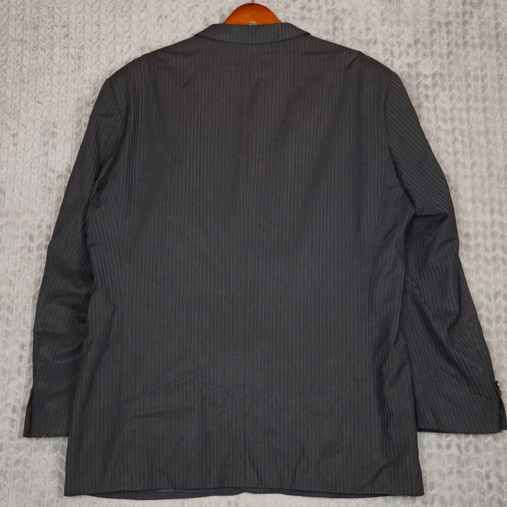 Hugo Boss Blazer Mens 50R Gray Pinstripe 3 Button Wool Suit Jacket Made In USA